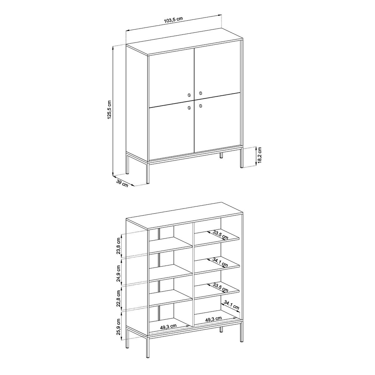SIDEBOARD MONCTON KOM1-4D Metalgriffe, Dunkelblau - Dunkelblau, Holzwerkstoff/Kunststoff (104/125/39cm) - Komodee