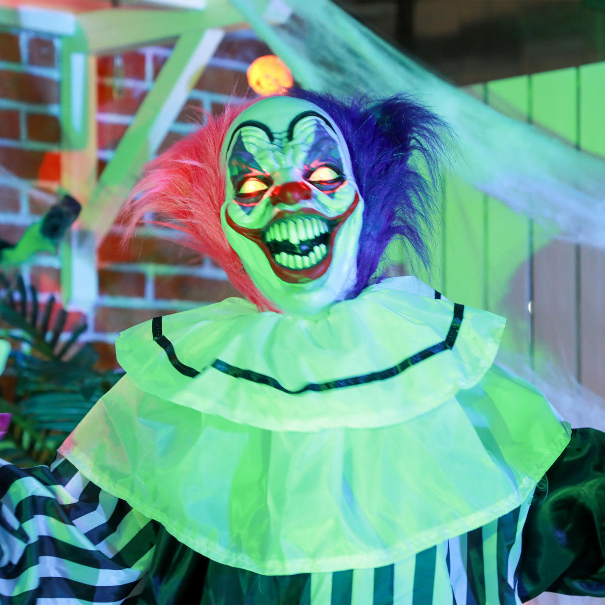 HALLOWEEN-DEKORATION Grusel-Clown 173 cm mit LED-Lichter, Soundfunktion - Multicolor, Textil (18/173/60cm) - HOMCOM