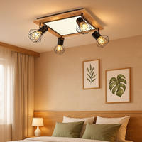 LED DECKENLEUCHTE MDF Schwarz Holzoptik - Schwarz, Metall (45/45/22.5cm) - Globo Lighting