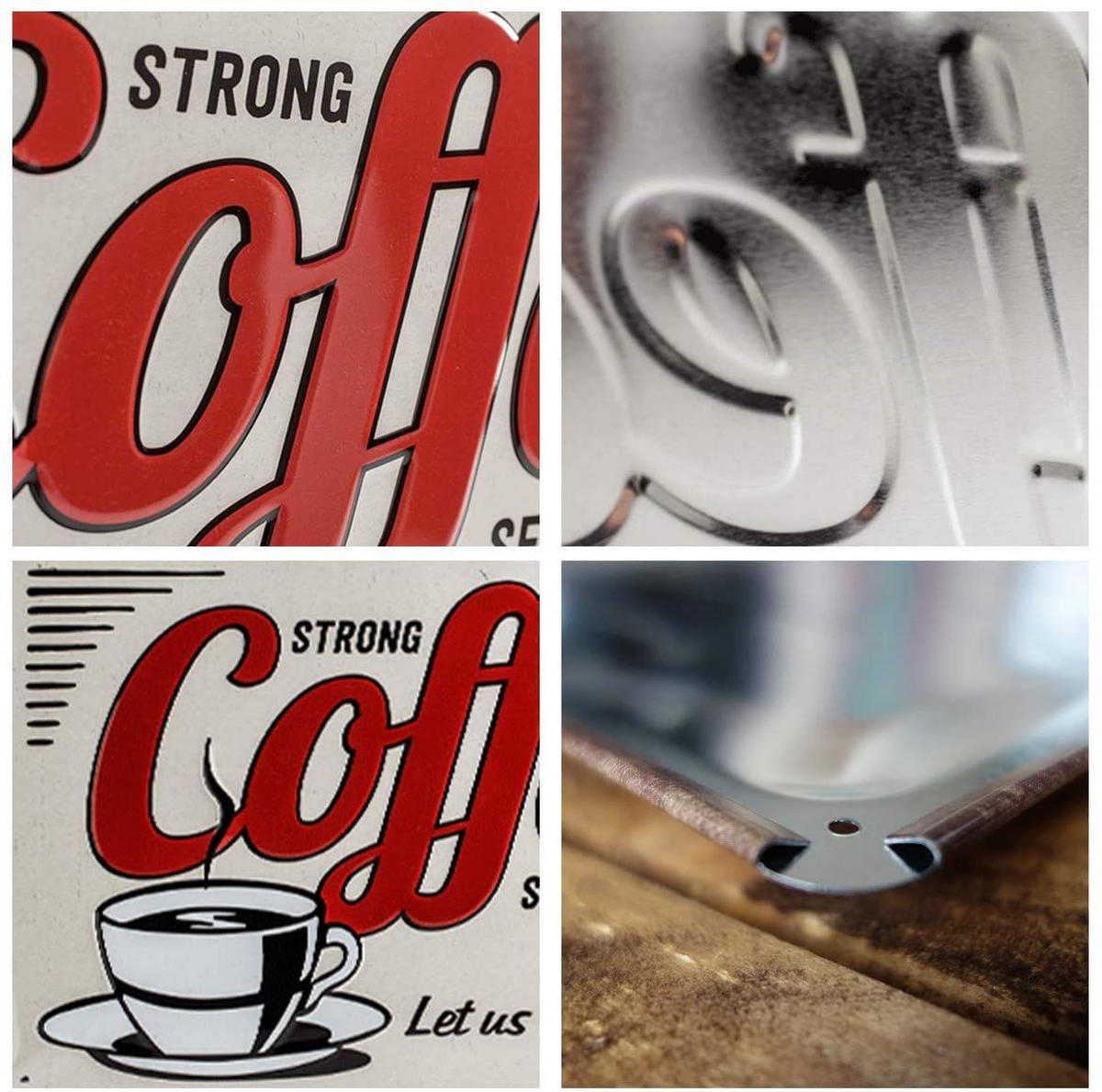 BLECHSCHILD 20/30 cm USA Strong Coffee Served Here - Multicolor, Metall (30/20/0.2cm) - Nostalgic-Art
