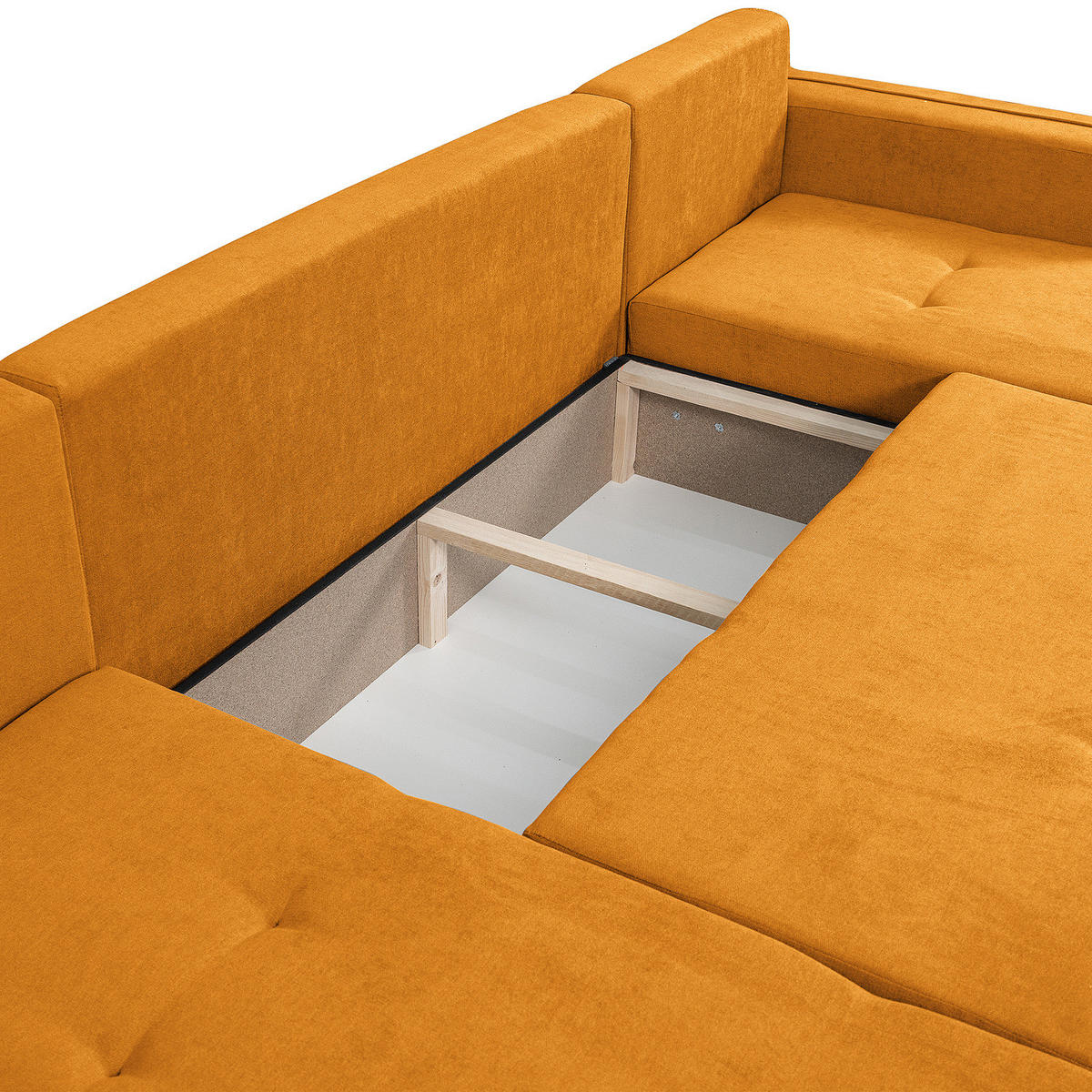 WOHNLANDSCHAFT - Gelb/Schwarz, Kunststoff/Textil (312/82/145cm) - home24