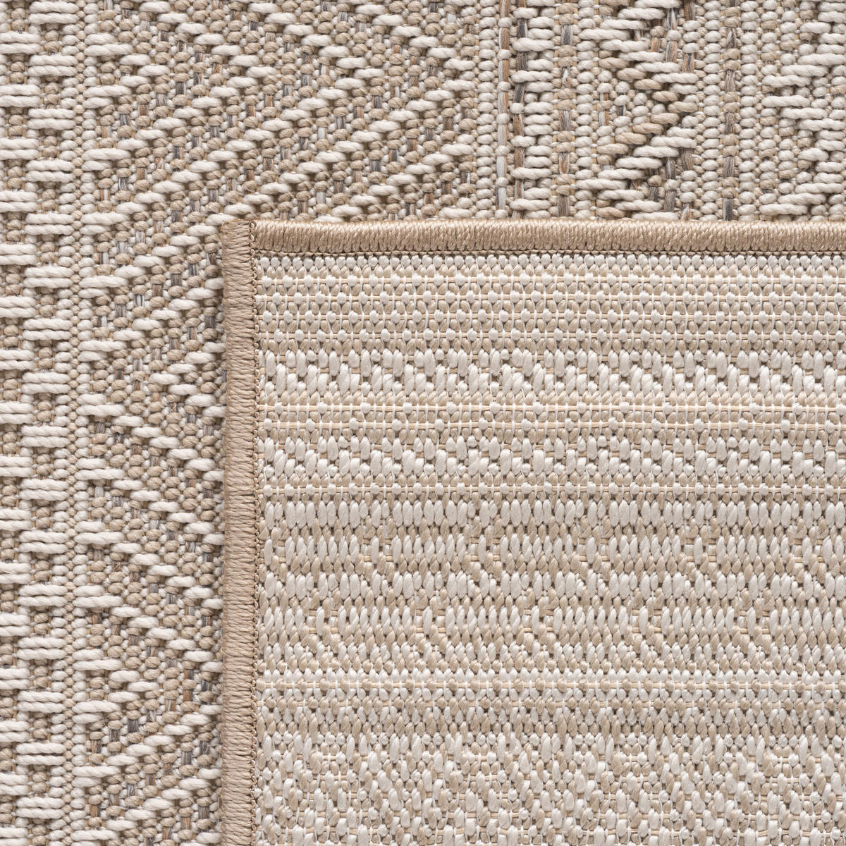 TEPPICH Outdoor Flachgewebe Ethno Muster Polypropylen Balkon Beige Rechteckig 140x200 - Beige, Textil (140/200cm) - KADIMA DESIGN