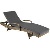 RATTAN-SONNENLIEGE Océane,190 x 71 x 34 – 74,5 cm,natur - Naturfarben, Kunststoff (71/74.5/190cm) - tectake