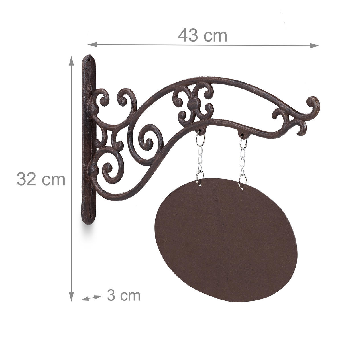 LADENSCHILD - Braun, Metall (43/32/3cm) - Relaxdays