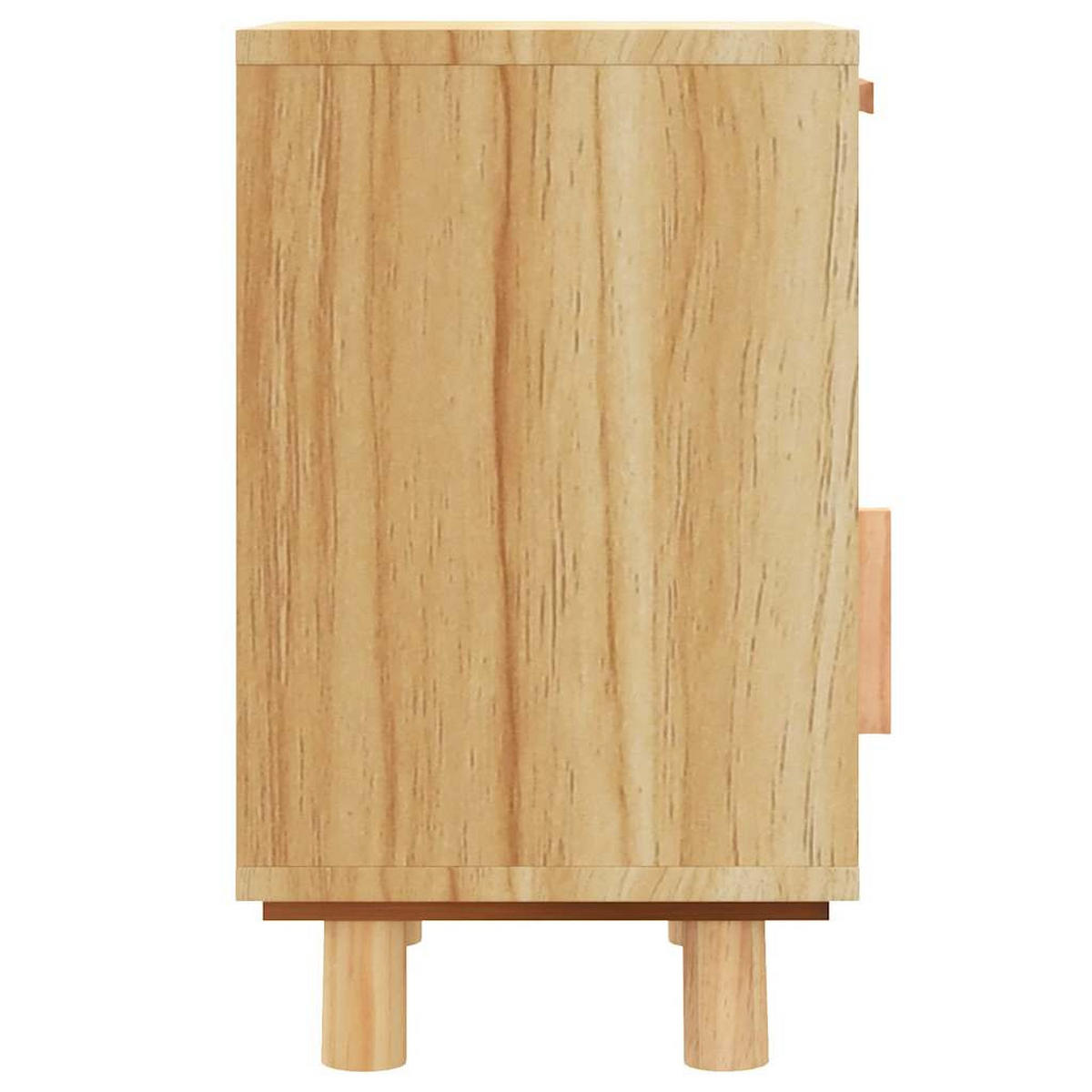 NACHTTISCHE 2er set Braun Massivholz Kiefer Und Natur-Rattan - Braun, Holz (30/50/40cm) - vidaXL