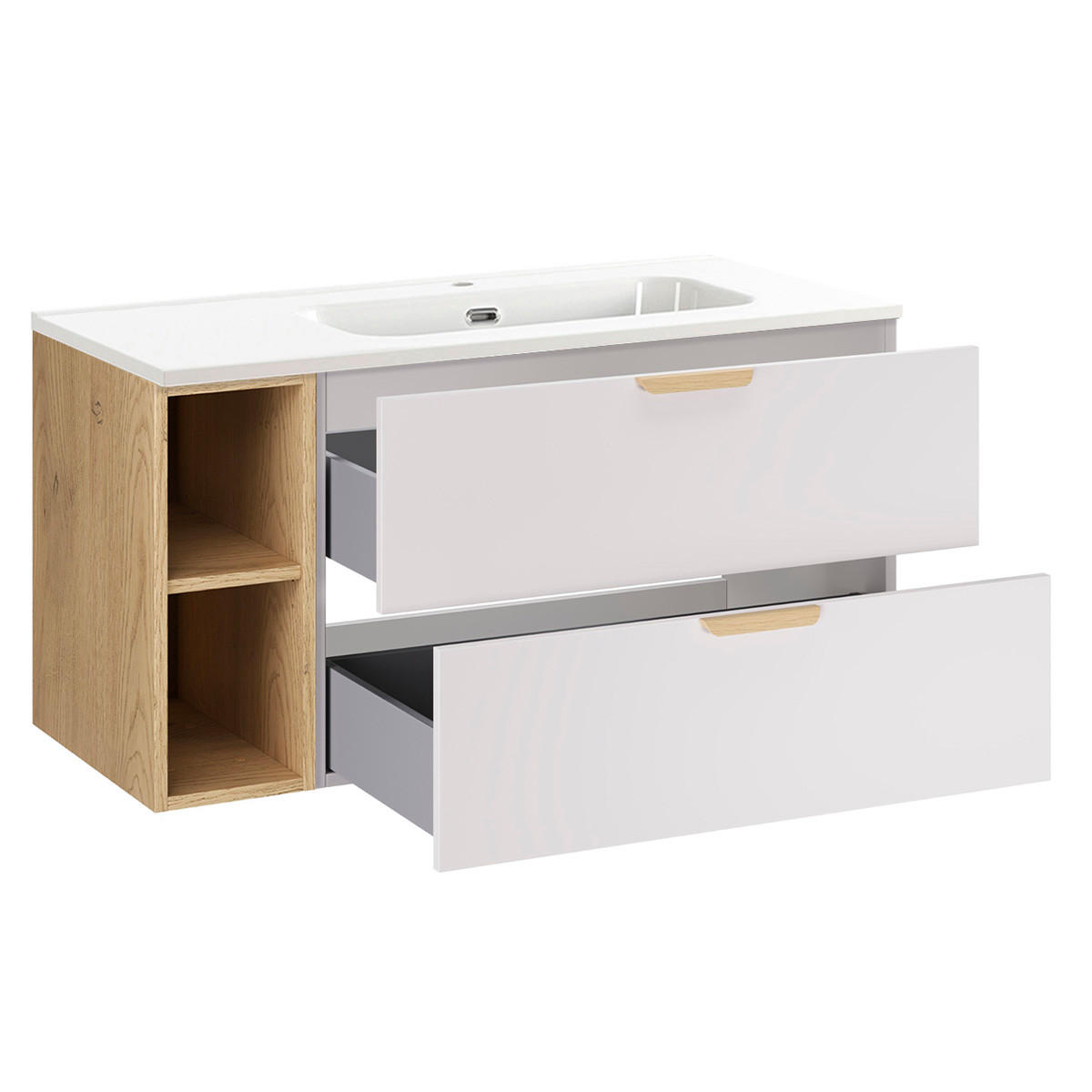 BADMÖBEL 101cm Oria 2er-Set Weiß - Weiß, Holzwerkstoff (101/50/46cm) - Petits-meubles