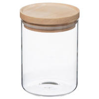 VORRATSGLAS mit Holzdeckel 600 ml 10/10/14 cm - Transparent, Glas (0.6L) - Secret de Gourmet