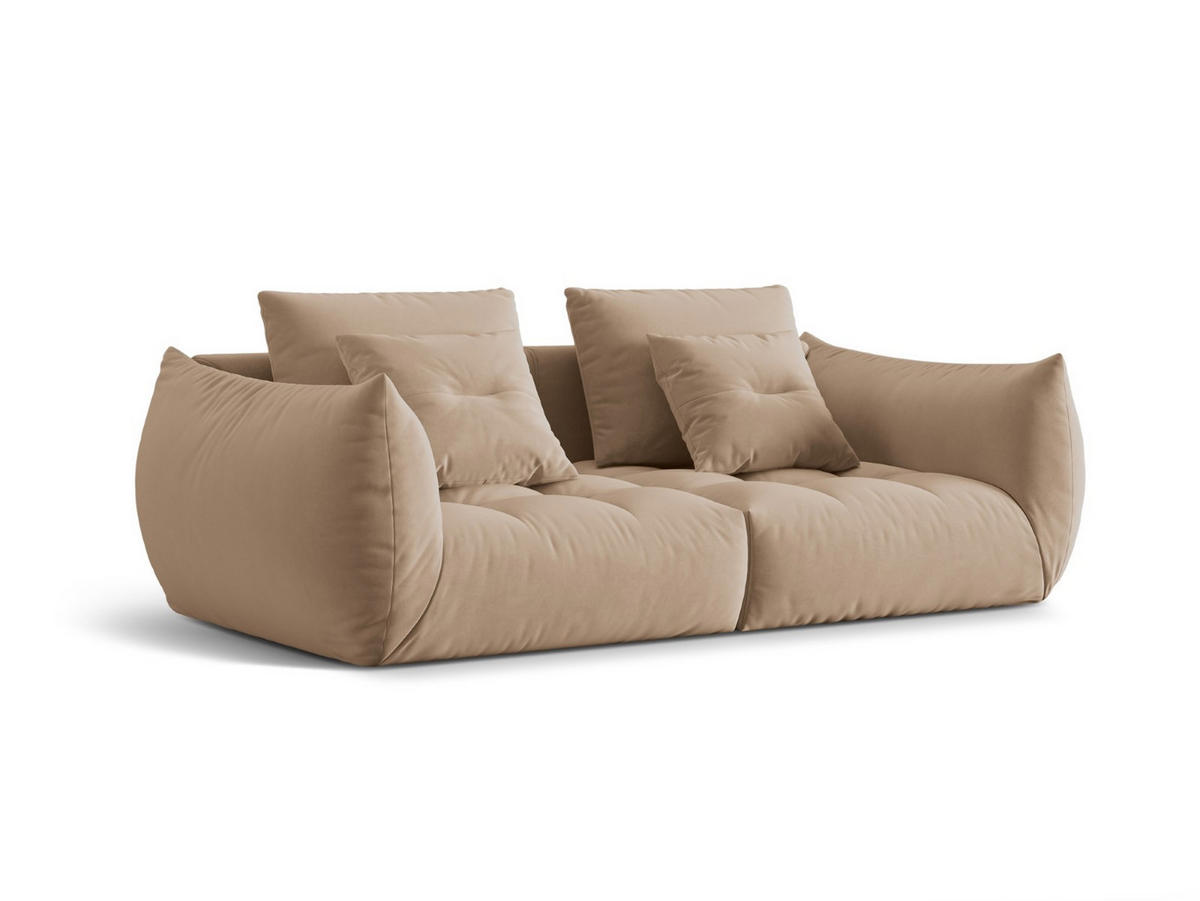 SOFA modular Bloom aus Samt sandfarben 3 Sitzplätze - Sandfarben, Textil (106/95/232cm) - Micadoni