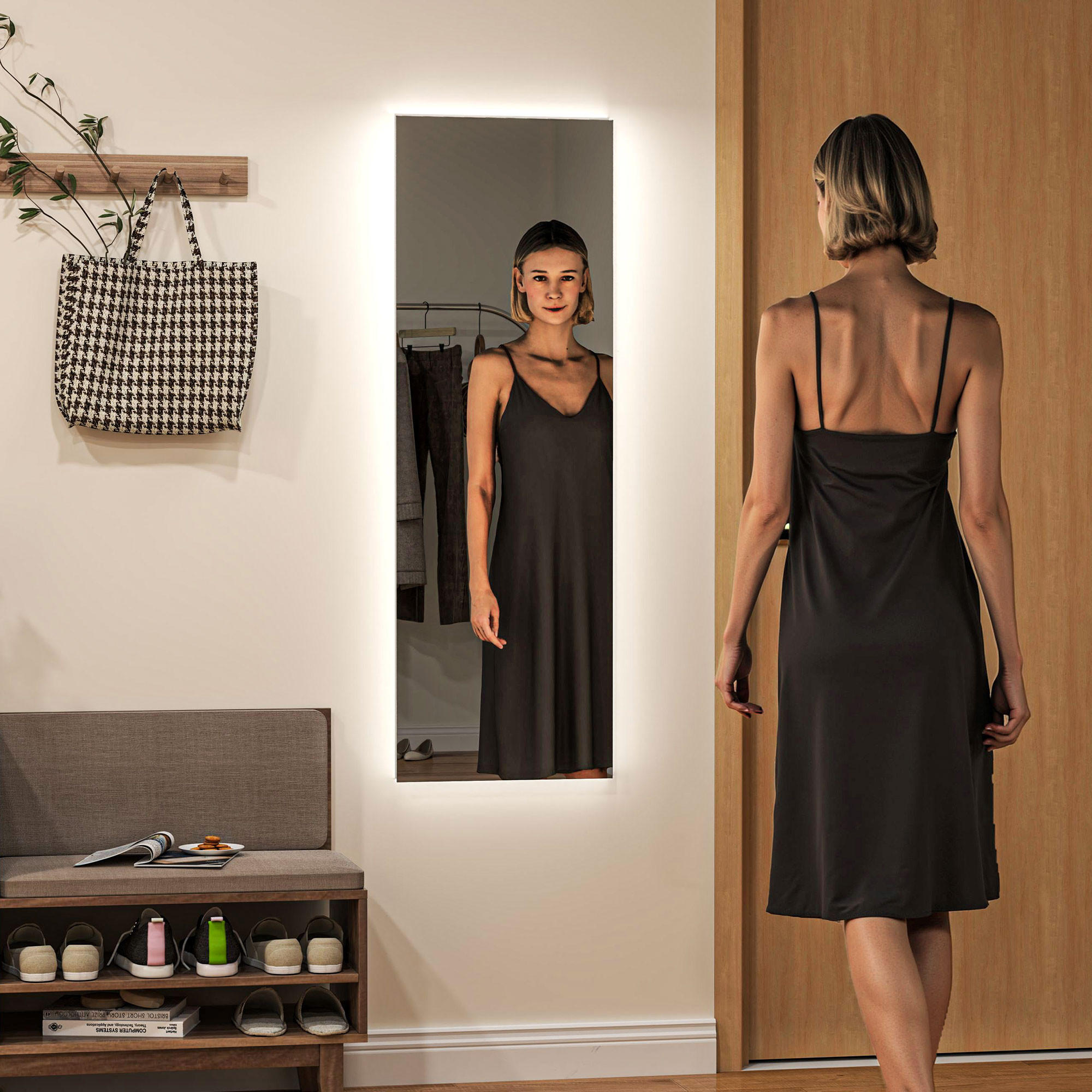 GANZKÖRPERSPIEGEL 40 x 120 cm Standspiegel mit LED Lichte - Transparent, Glas (40/120/3cm) - HOMCOM