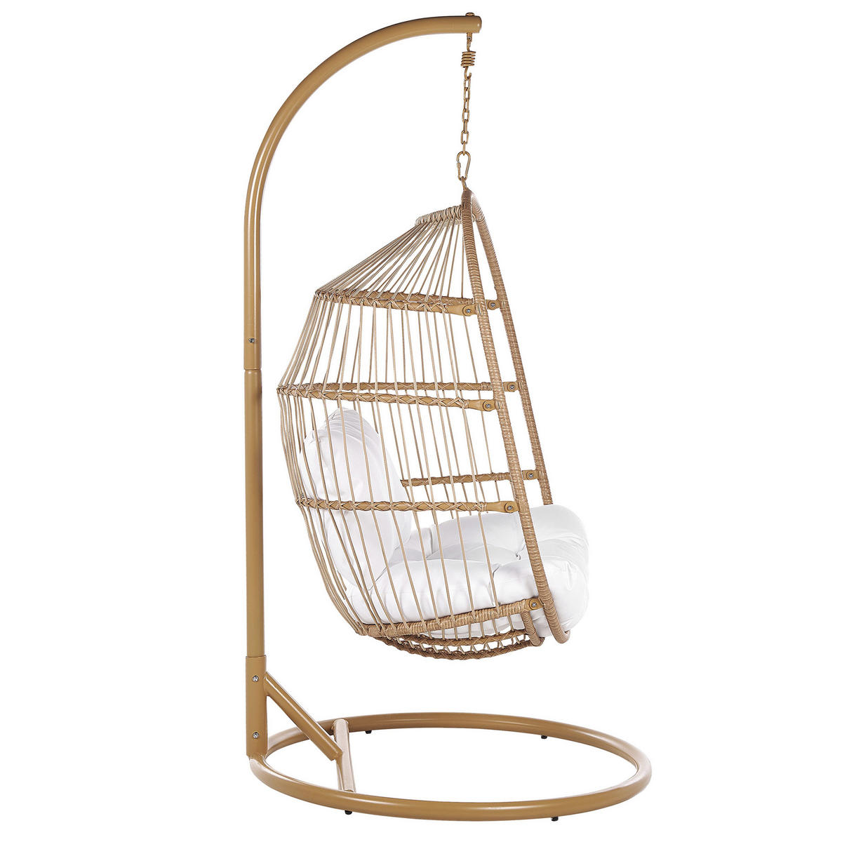 HÄNGESESSEL mit Gestell PE Rattan/Flechtseil natürlich 102 cm Alba - Beige, Kunststoff (102/200/102cm) - Beliani