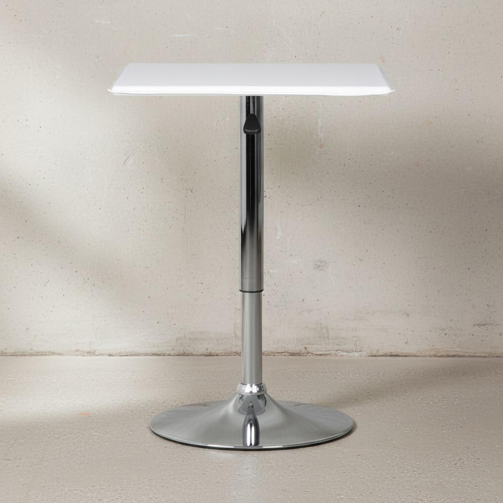 STEHTISCH – Weiß, 63x63 cm, Lederoptik, höhenverstellbar, drehbar, Chromgestell - Silberfarben/Weiß, Kunststoff/Textil (63/83/63cm) - KADIMA DESIGN