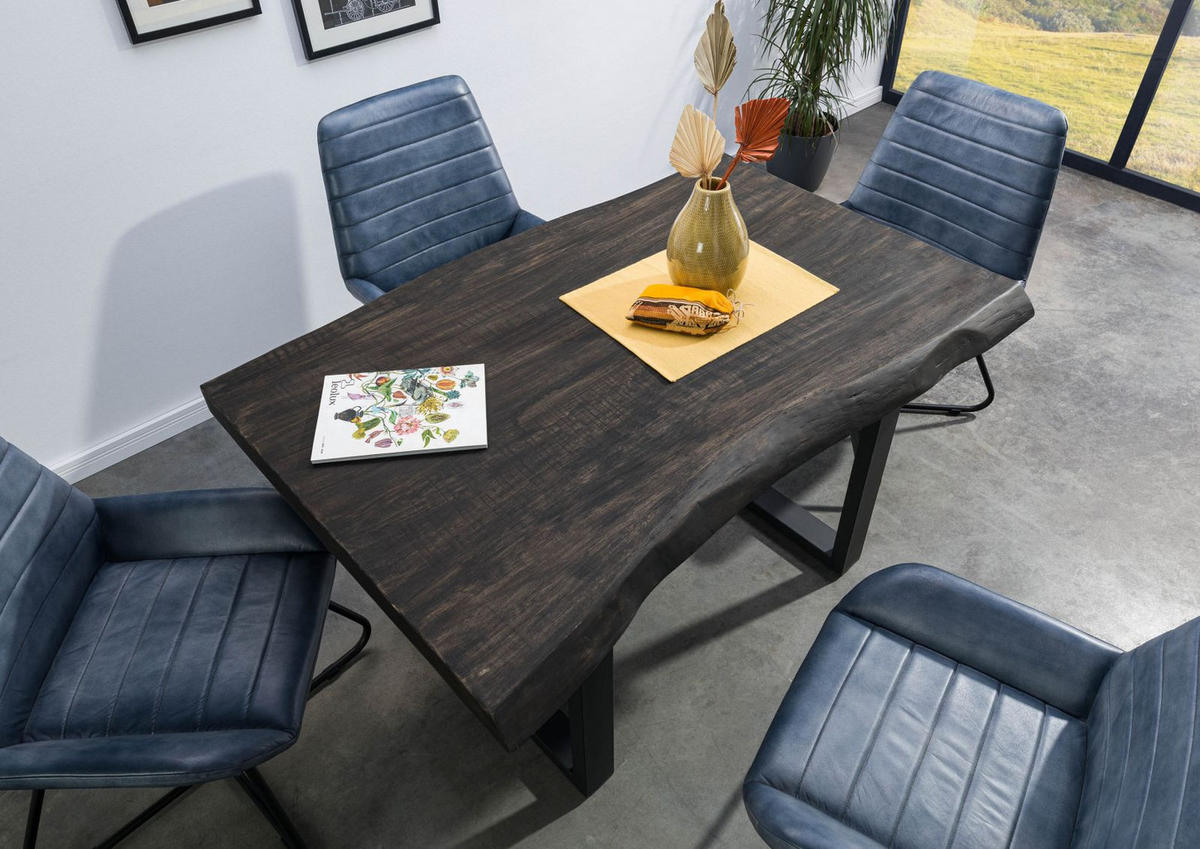 BAUMTISCH Mango 160x90x77 grau lackiert / U-Beine anthrazit matt FREEFORM 5 - Anthrazit/Grau, Holz (160/90/77cm) - Massivmoebel24