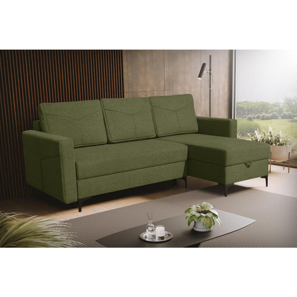 Thumbnail - Venasi Möbel Ecksofa, Grün, Textil, L-Form, 230x150 cm, Wohnzimmer, Sofas & Couches, Wohnlandschaften, Ecksofas