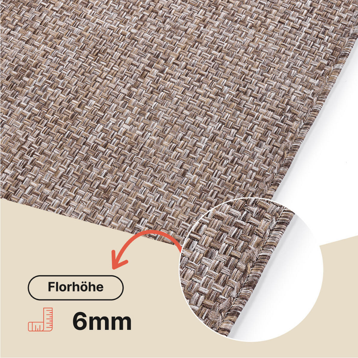 TEPPICH YUCANA Dunkelbraun Outdoor Flachgewebe 180/250 cm - Dunkelbraun, Textil (180/250cm) - Tapiso