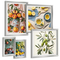 BILDER SET 5er Set - 50x50 cm & 20x30 cm & 40x60 cm Silberner Rahmen - Fruchtzusammensetzungen - Silberfarben, Kunststoff (40/60cm) - TULUP