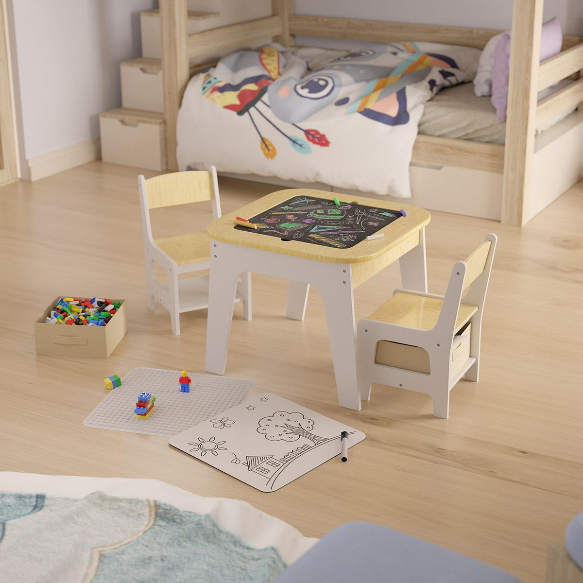 KINDERSITZGRUPPE Milou natur - Naturfarben, Holz (60/50/60cm) - Juskys