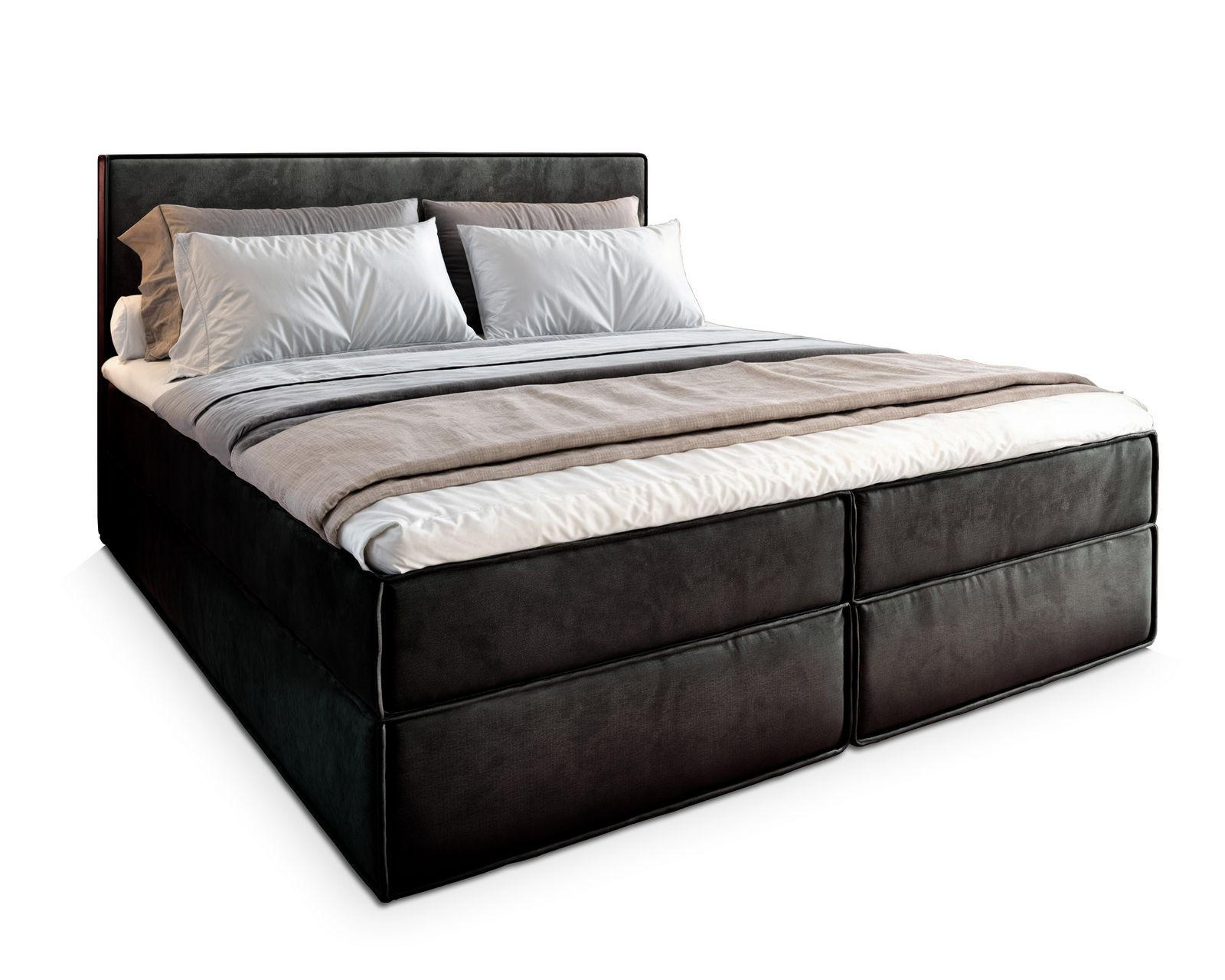 BOXBETT PELLIO 160x200 cm mit Matratze und Topper - Schwarz - Schwarz, Holz (160/200cm) - MASSENO