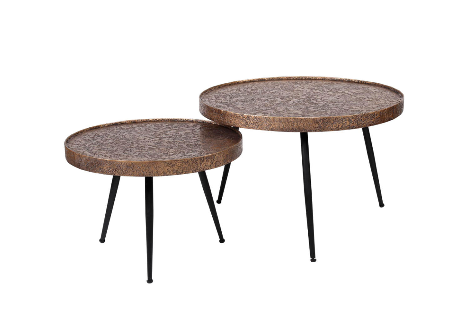 COUCHTISCH-SET ARINOS Bronze Metall - Schwarz/Bronzefarben, Metall (74/74/50cm) - KAWOLA