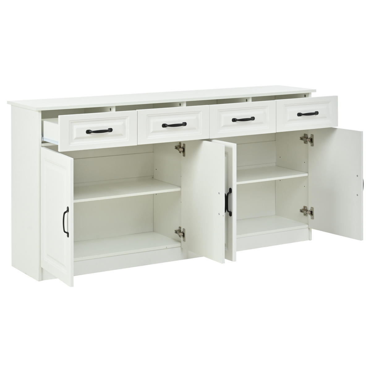 SIDEBOARD 160/35/80 cm weiß aus MDF mit 4 Schubladen und 4 Türen - Weiß, Holzwerkstoff (35/80/160cm) - OKWISH