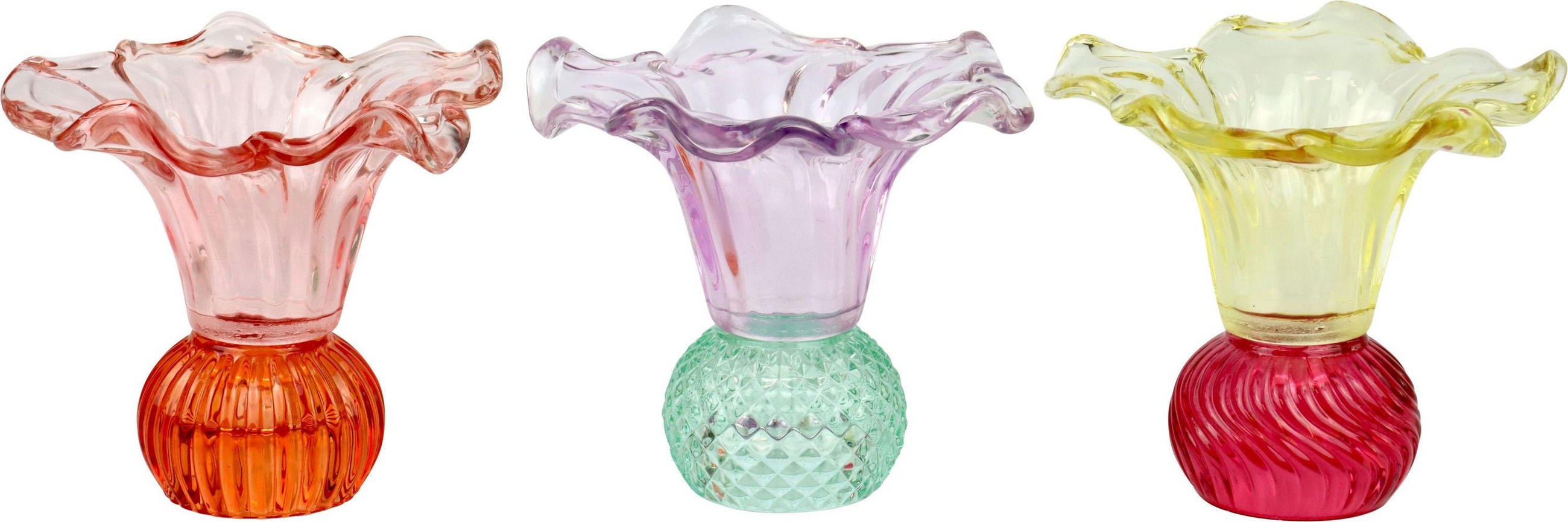 GLASVASEN san remo bunt 3er-Set - Multicolor, Glas (13.5/12.2cm) - FURNARO