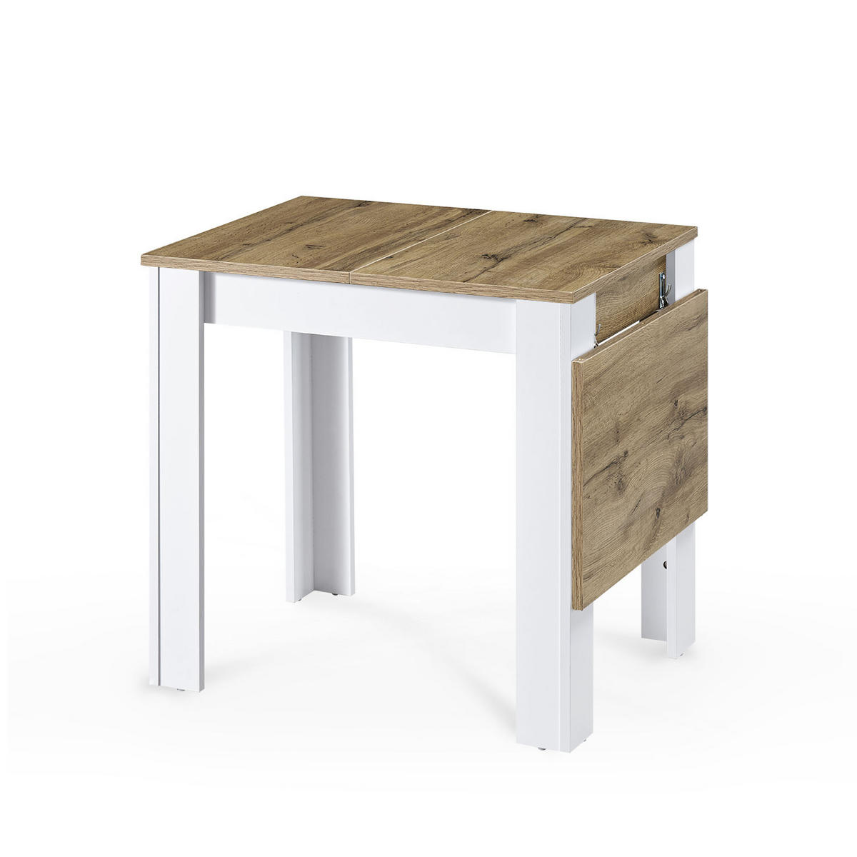 ESSTISCH LIVIUS 80-120/60/74 cm - Weiß/Eiche Artisan, Holzwerkstoff (80/60/74cm) - B&D Home