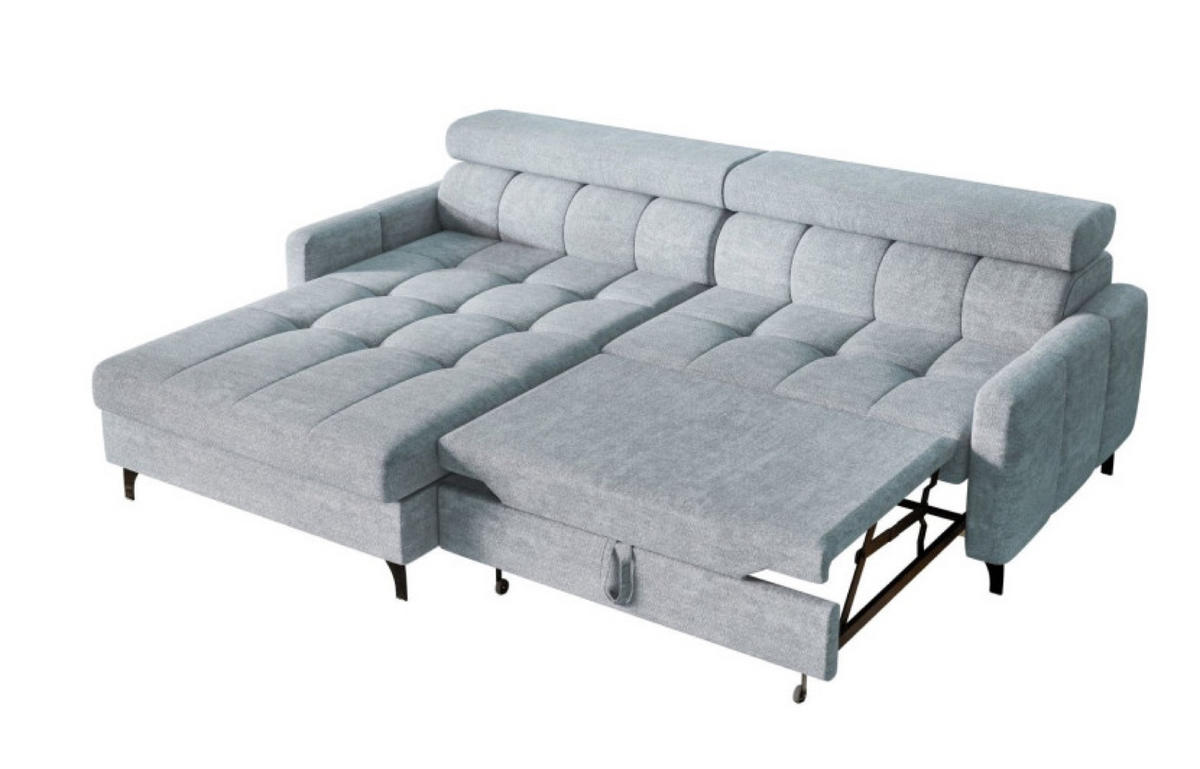 ECKSOFA Grau-Blau BAMBINO Mit Verstellbaren Kopfstützen Links - Blau/Grau, Textil (223/174cm) - Sepro Meble