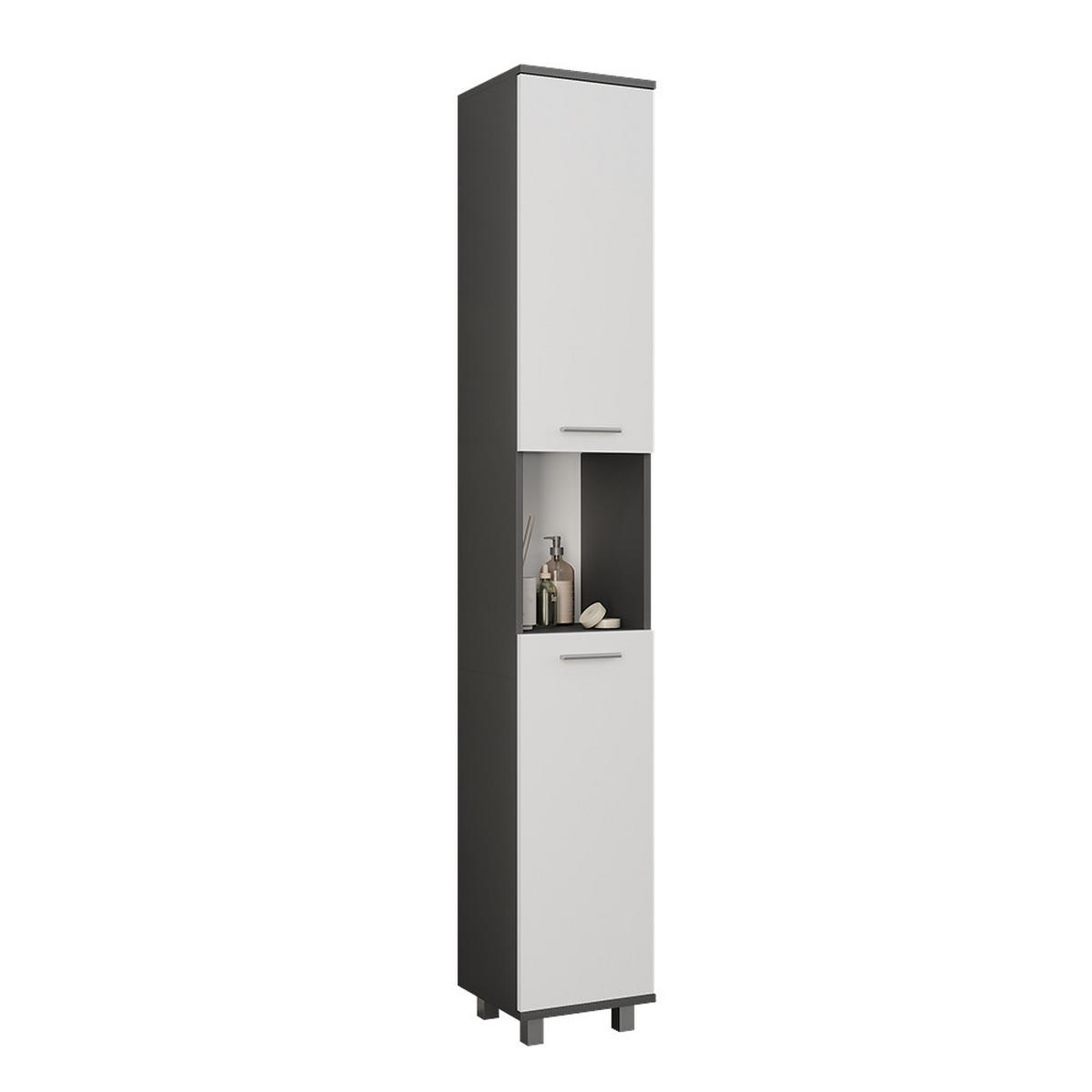 HOCHSCHRANK Ilias Anthrazit/Weiß 30.2 x 190 cm mit 2 Türen - Anthrazit/Weiß, Holzwerkstoff (30.2/190/30cm) - Vicco