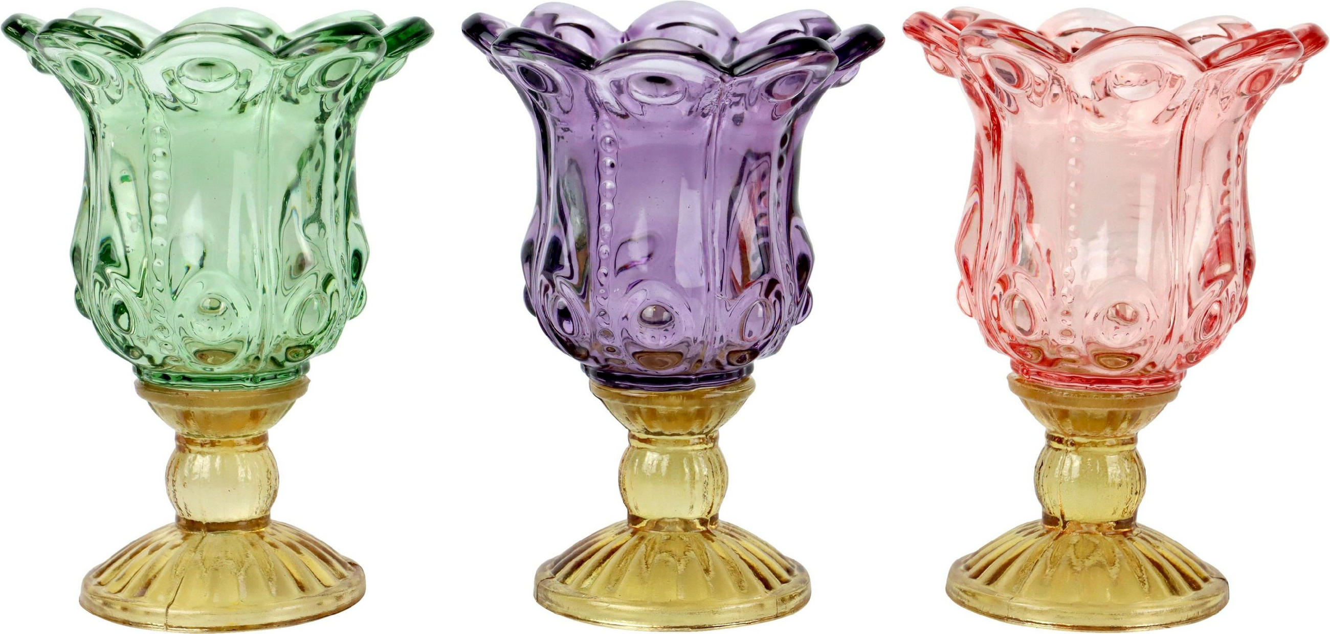 POKAL-SET Valencia 3-tlg. - Multicolor, Glas (11/15/11cm) - FURNARO