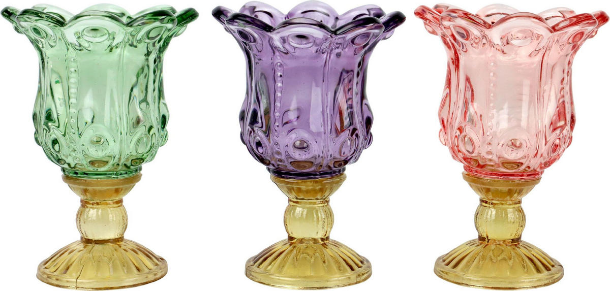 POKAL-SET Valencia 3-tlg. - Multicolor, Glas (11/15/11cm) - FURNARO