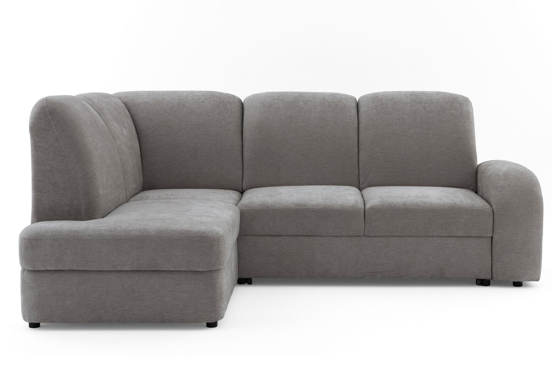 ECKSOFA VIBE L Links mit Schlaffunktion 129x205 Chenille Grau - Schwarz/Grau, Holz/Kunststoff (186/250cm) - Muffo