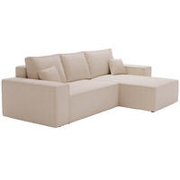 ECKSOFA Bouclé 280 cm Bergamo L mit Bettkasten, Schlaffunktion, Rechts - Beige - Beige, Holz (189/277cm) - Emporius