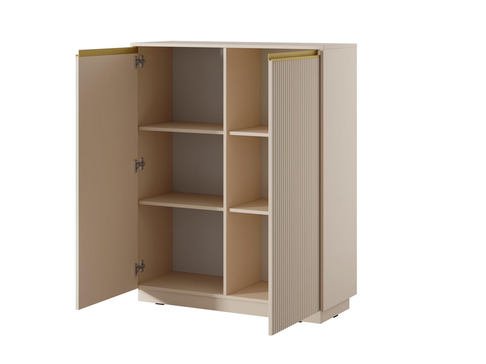 HIGHBOARD Roy 104 Beige, Hochkommode - Beige, Holzwerkstoff (104/127/39cm) - Bettso