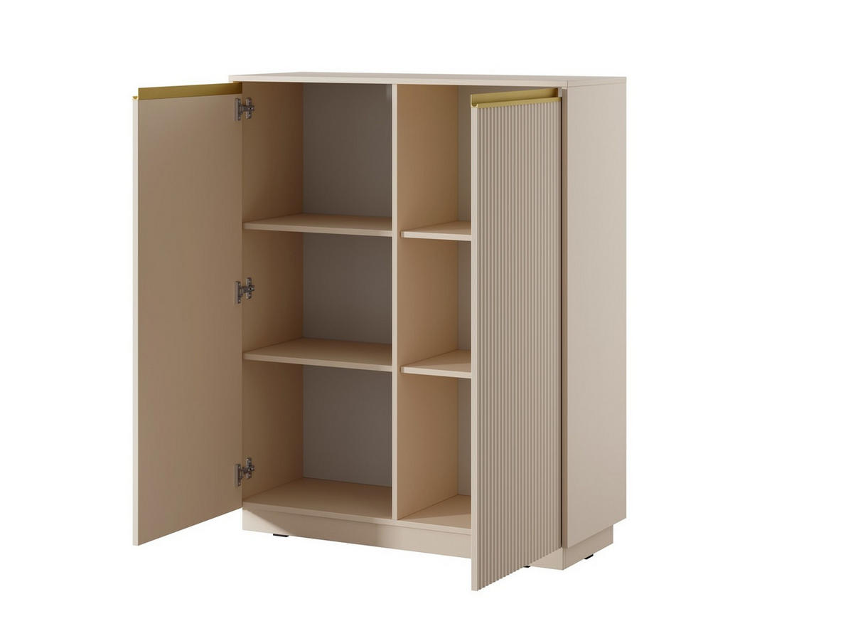 HIGHBOARD Roy 104 Beige, Hochkommode - Beige, Holzwerkstoff (104/127/39cm) - Bettso