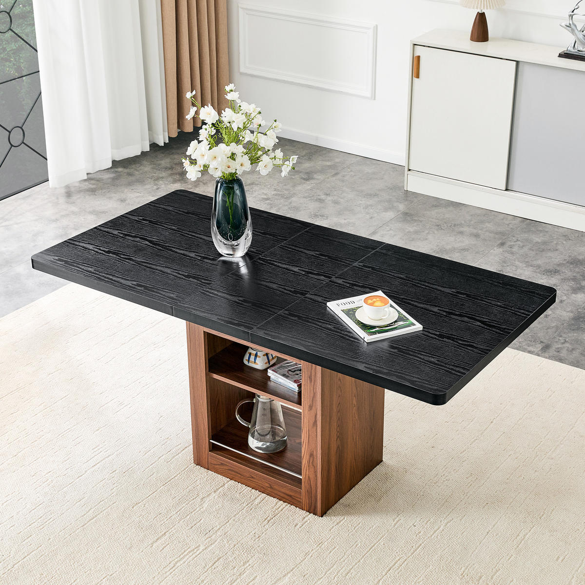 ESSTISCH ausziehbar 130-160 cm mit Ablage DE-40075 Schwarz - Schwarz, Holzwerkstoff (80/160/75.5cm) - ComfortXL