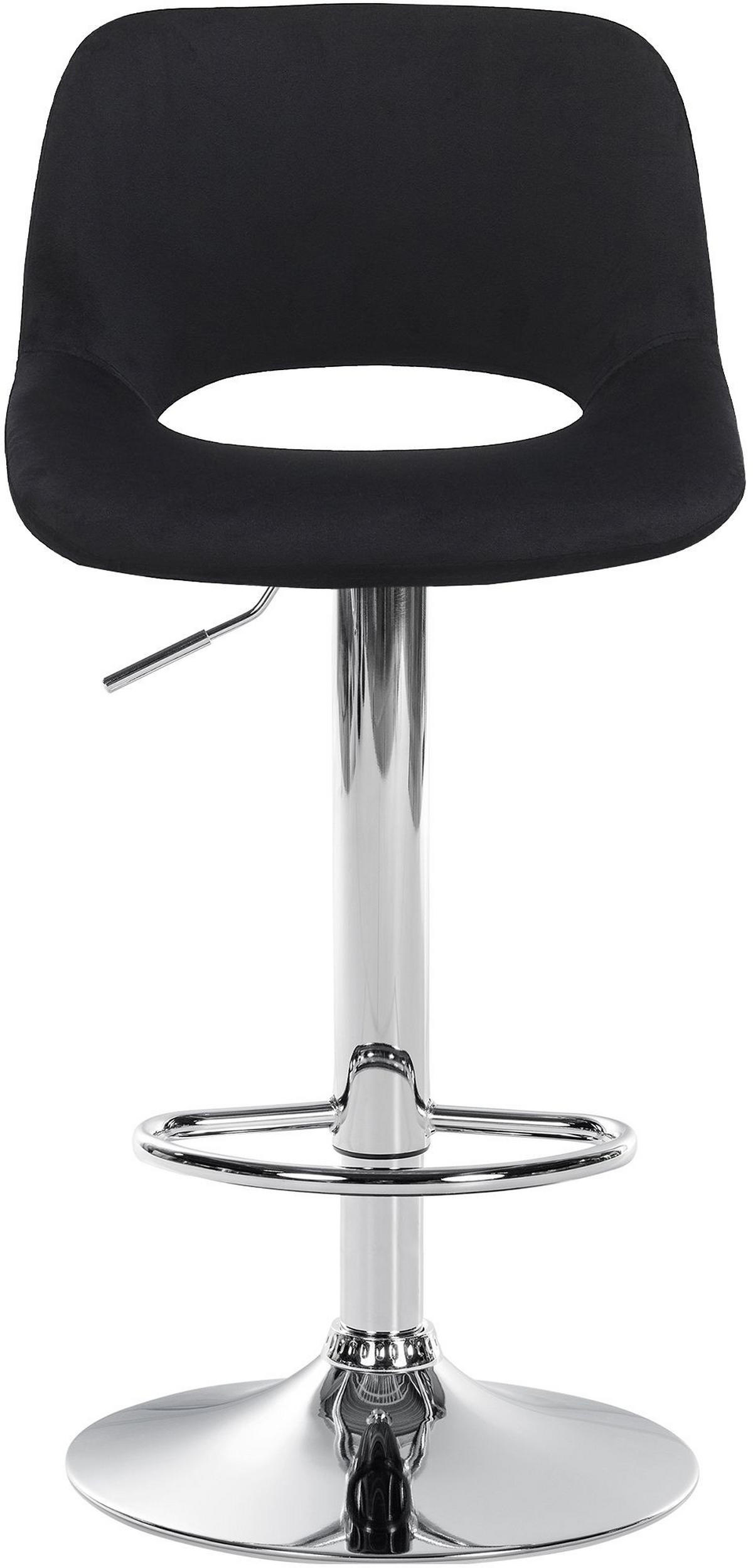 BARHOCKER JAKSON Schwarz Samt Chrom - Schwarz, Textil/Metall (42/86/46cm) - DELUKE