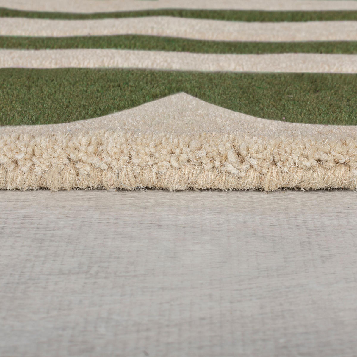 WOLLTEPPICH Grafisches Muster, Rahmen, Wohnzimmer schmutzabweisend Grün-Beige Rechteckig 120x170 - Grün, Textil (170/120cm) - KADIMA DESIGN
