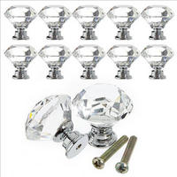 SCHRANKKNOPF Kristall Diamant 10er-Set 30 mm - Multicolor, Textil (3/3/3cm)