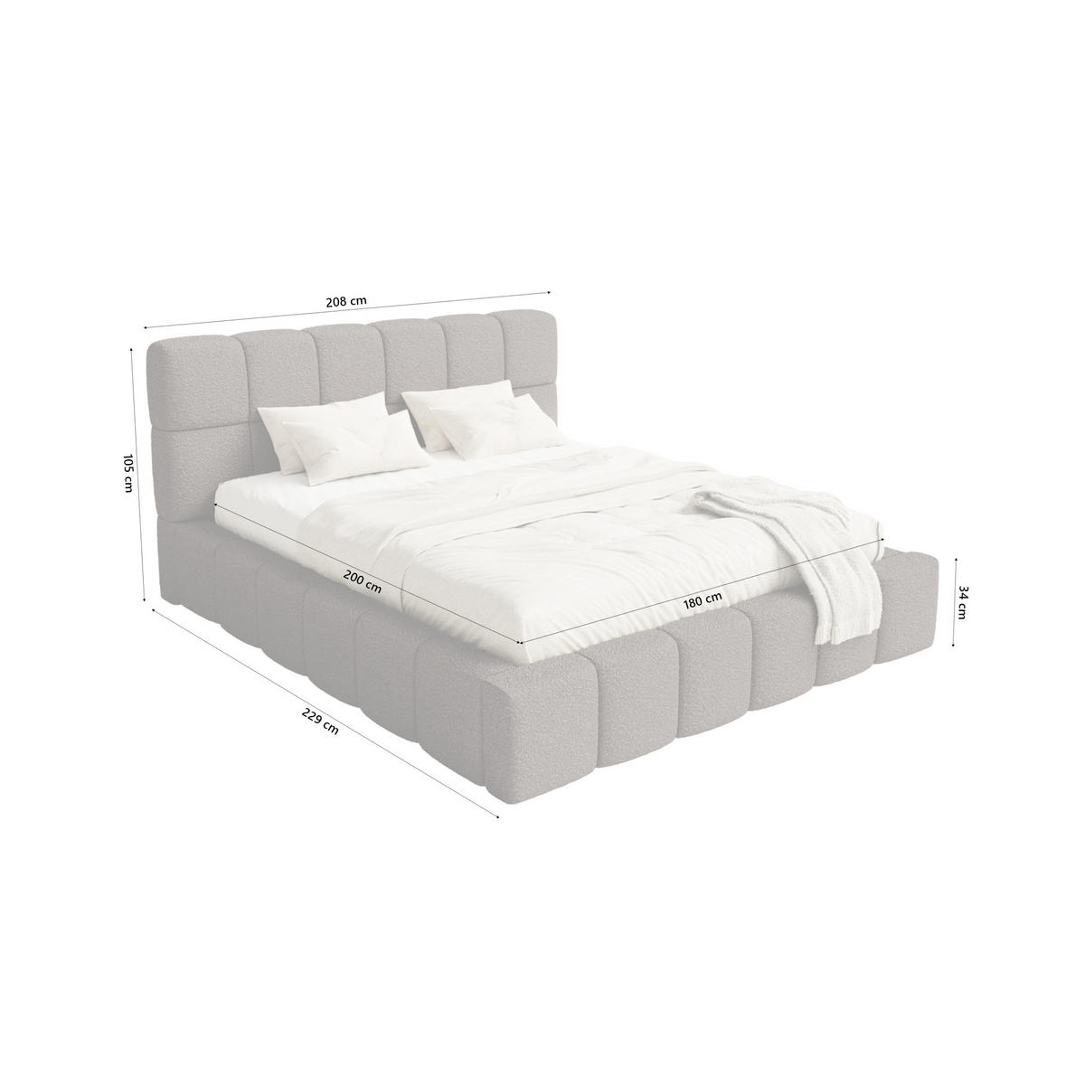 POLSTERBETT Lund 180x200 cm, Braun - Braun, Textil (180/200cm) - Fedve