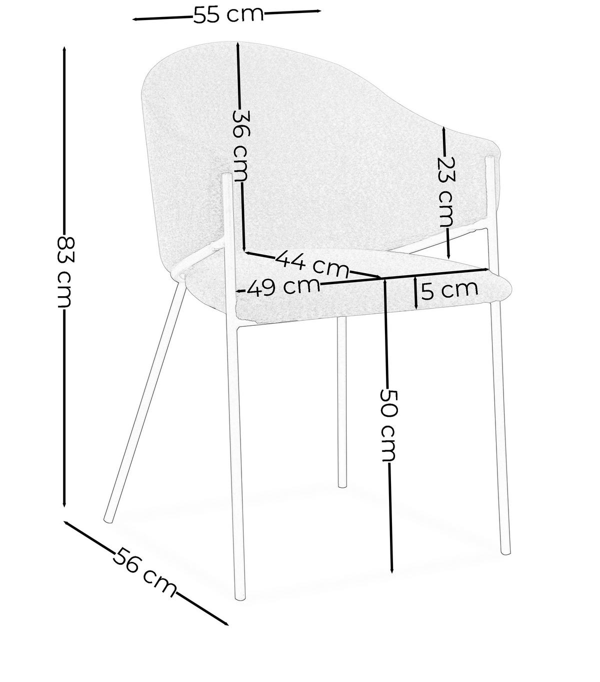 STUHL BUENO gespolsterter - hellgrau - Glamour Chenille - Hellgrau/Schwarz, Textil/Metall (55/83/56cm) - NEW HOME