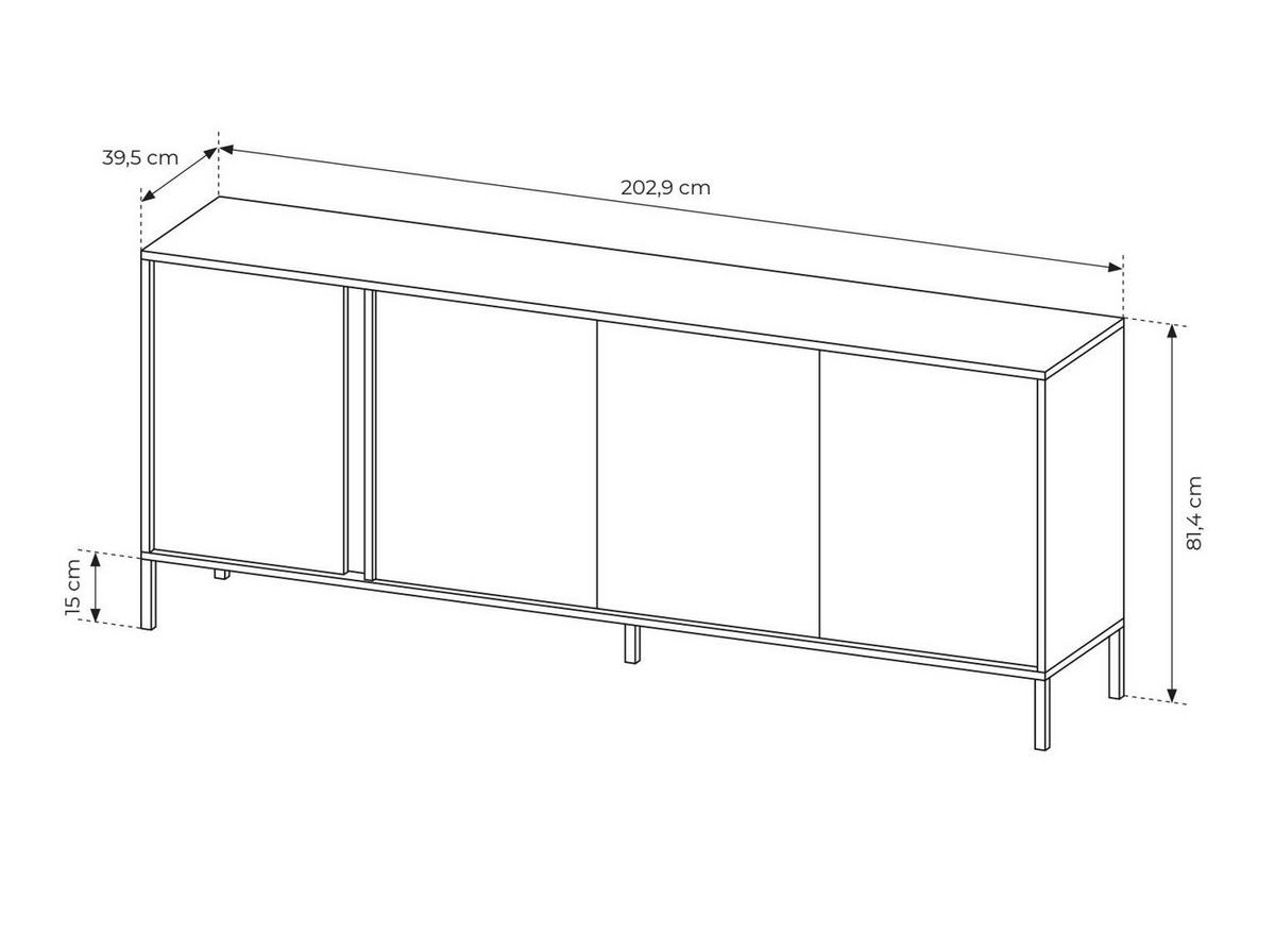 SIDEBOARD DAST Beige 203x40x81 cm - Beige, Holzwerkstoff (203/81/40cm) - FURNLUX