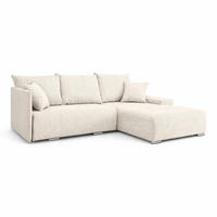 ECKSOFA L-Form Schlaffunktion Livorno Cord-Stoff Ecru Rechts - Chromfarben/Ecru, Holz/Kunststoff (246/188cm) - Kaiser Möbel
