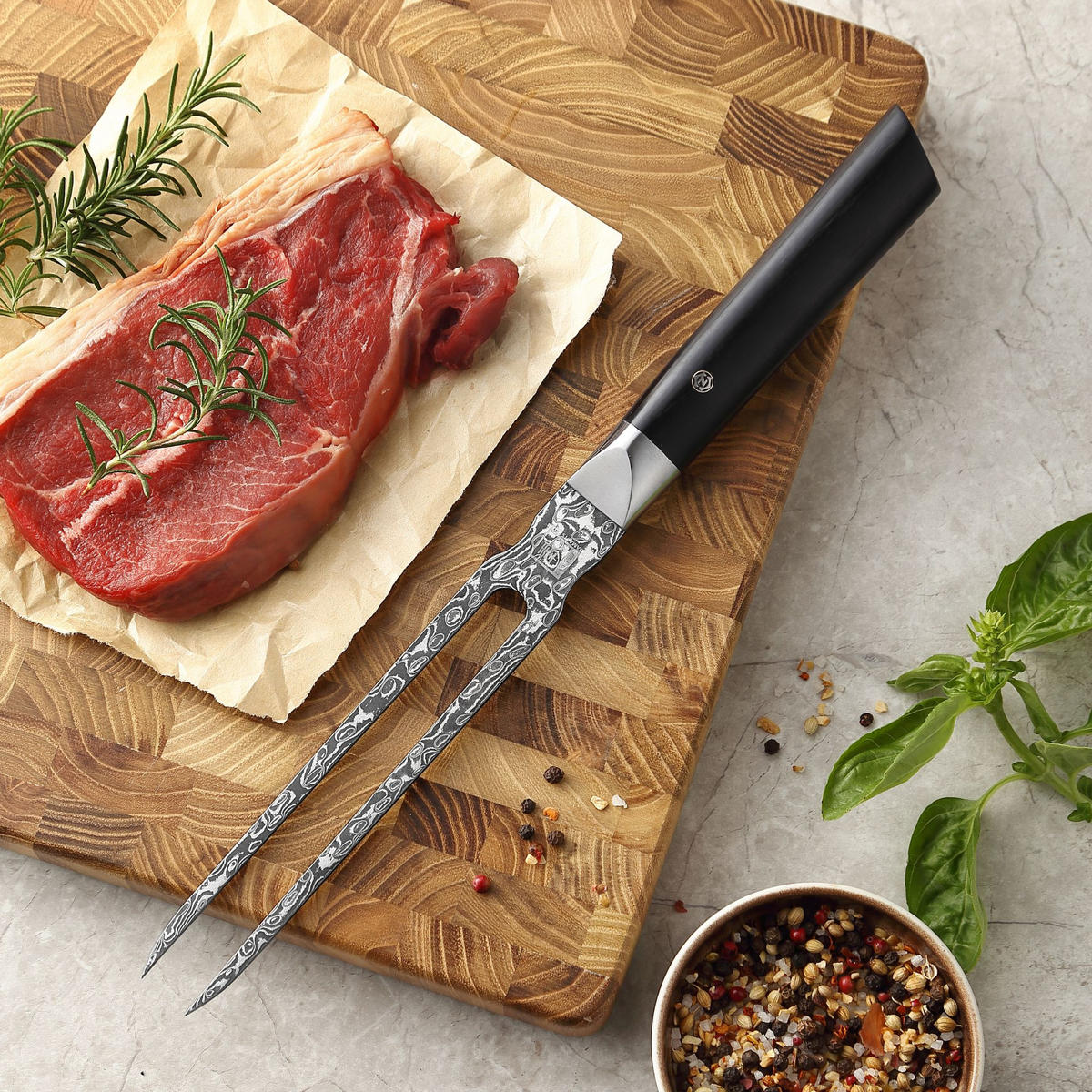 TRANCHIERGABEL 14 cm - Schwarz, Holz/Metall (32cm) - Zayiko