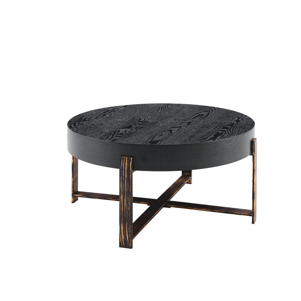 Redom KONFERENČNÍ stolek 68/68/36 cm s retro industriálním vzhledem, stabilní kovová konstrukce, Černá