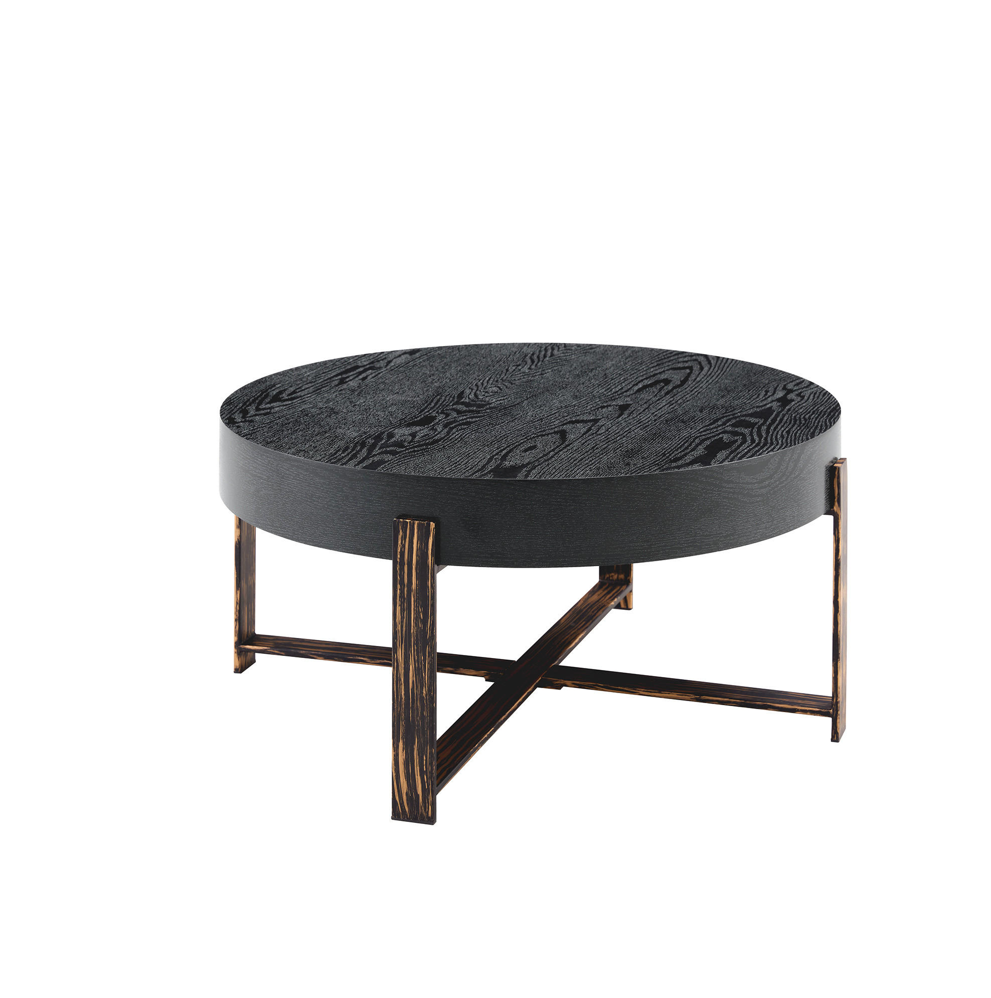 COUCHTISCH 68/68/36 cm mit MDF-Platte und Metall-Kreuzgestell im Retro-Industriestil, Schwarz - Schwarz, Holzwerkstoff (68/68/36cm) - Redom