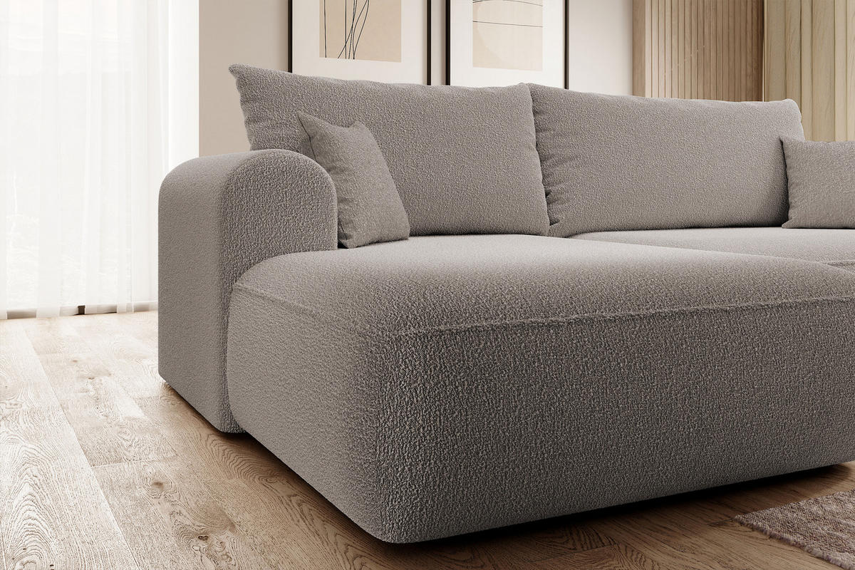 ECKSOFA Ovo Dunkelbeige Boucle - Schwarz/Mokka, Kunststoff/Textil (260/165cm) - Selsey