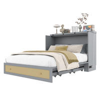 BETT mit Bettkasten 140/200 cm in Grau – umbaubar, mit Kopfteil und USB - Grau, Holzwerkstoff (140/200cm) - BEAOK