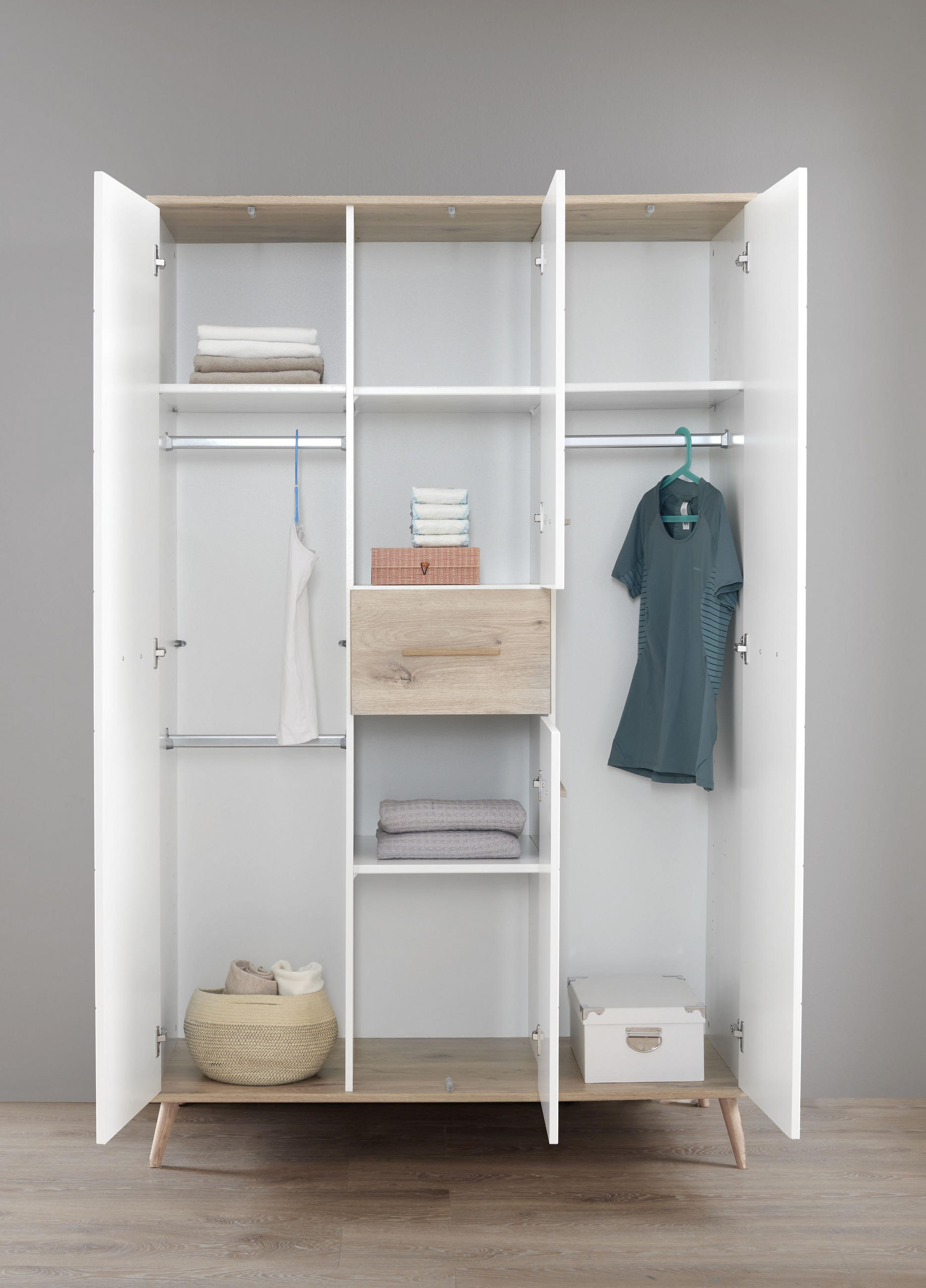 BABYZIMMER Fehmarn in Weiß und Viking- Oak 8 teilig - Weiß, Holzwerkstoff (120/200/80cm)