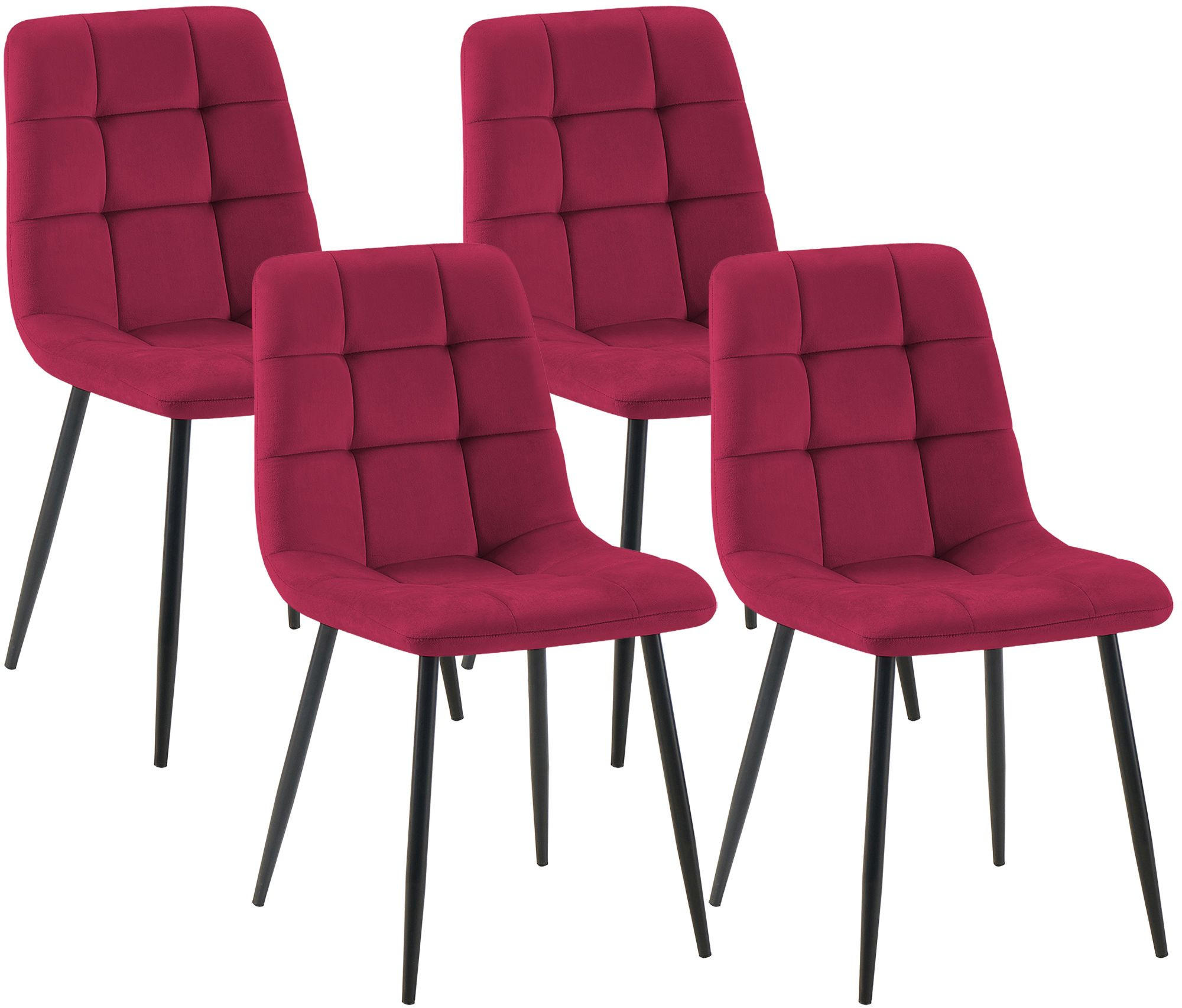 STUHL 4 Samt Rot - Rot/Schwarz, Textil/Metall (45/84/55cm) - CLP