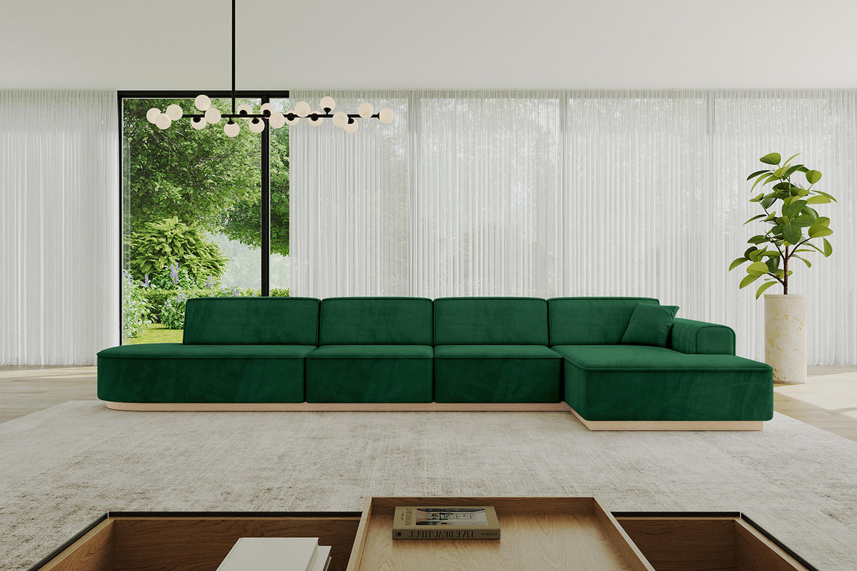 ECKSOFA Ottomane Rechts IREA-L3 - 413x171x83 cm Grün - Grün, Holzwerkstoff/Textil (171/413cm) - ALTDECOR