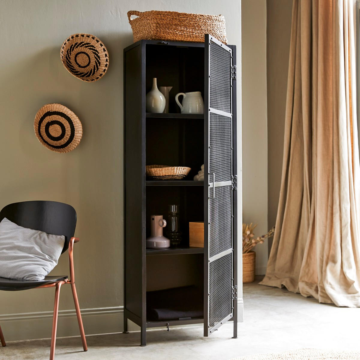 GESCHIRRSCHRANK Alma Schwarz aus Metall - Schwarz, Metall (60/175/35cm) - Tikamoon